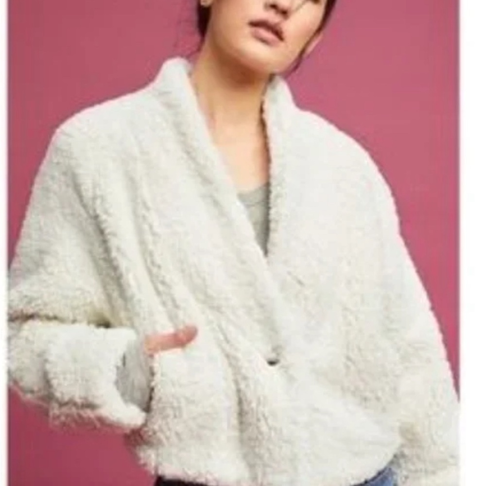 Anthropologie Hei Hei Stella Sherpa Jersey Lining Bomber Coat in Size Medium